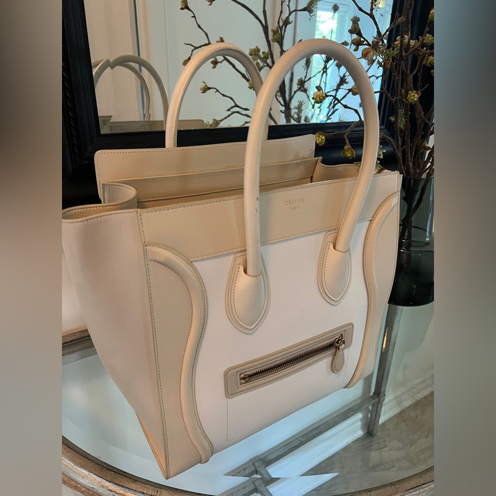 Céline Mini Luggage Tote in Multicolor Leather with Gold Hardware
